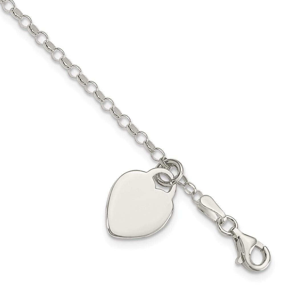 Sterling Silver Engraveable Heart 6 In Childs Bracelet